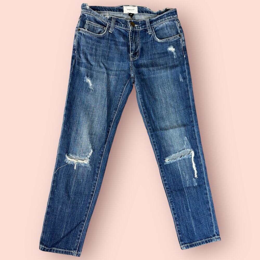 current elliott ripped jeans boyfriend mid rise denim pants size 25